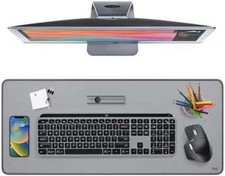 Logitech Desk Mat - Studio Series, Multifunctional Large Desk Pad, Mid-Grey