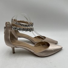 Jewel Badgley Mischka Raleigh Champagne Satin Pointed-Toe Pumps Size 9.5M