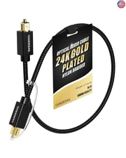 Digital Optical Audio Cable 1FT/0.3M Nylon Braided Fiber Optical Cable for