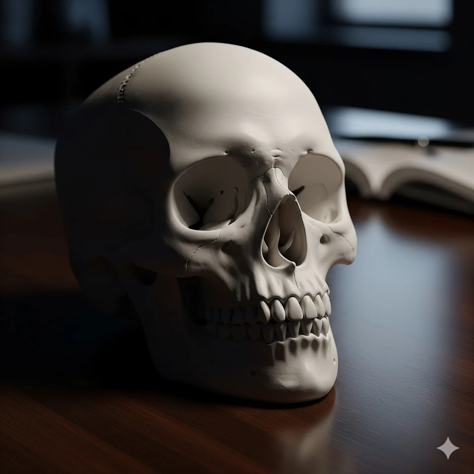 大号白色骷髅头 – 3d 打印 pla 雕塑适用于家庭或工作室装饰 家居 — 第 3/4 张图片