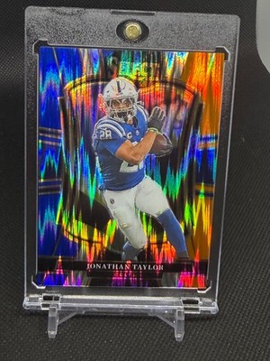 2025 Panini Select #132 Jonathan Taylor Blue and Orange Prizm Shock #/35