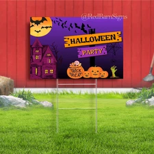 Spooky Pumpkin Halloween: Trick or Treat Indoor Outdoor Yard Sign with metal