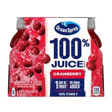 Ocean Spray 100 Juice, Cranberry 10 Ounce 0.27 Fl Oz Pack of 6
