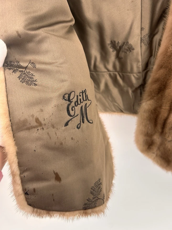 Estola de visón de piel de colección envoltura de hombro abierta talla única de colección caramelo Foto 3 de 4