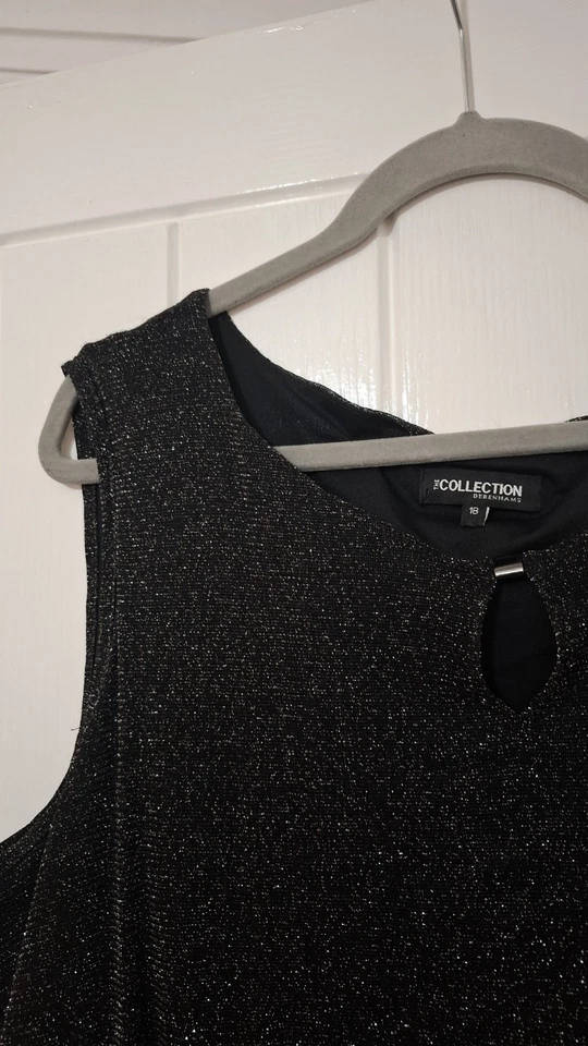 LADIES DEBENHAMS SILVER SPARKLE SLEEVELESS PARTY TOP SIZE 18 - Image 2 of 3