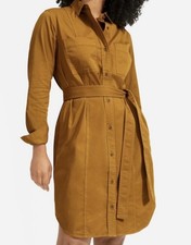 Everlane Modern Utility Shirt Dress Button Front Brass Cotton Shirtdress sz 10