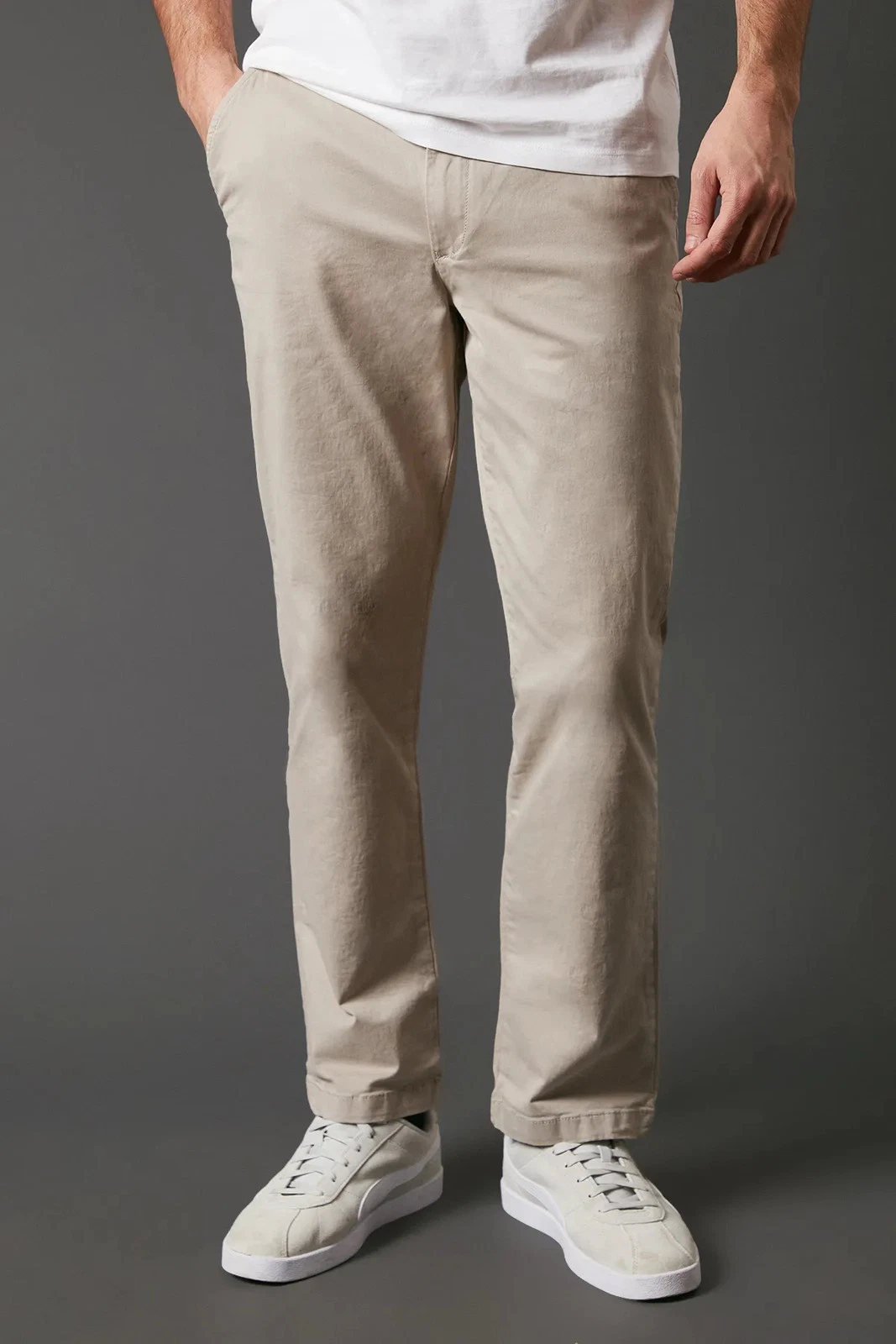 Maine Mens Chino Trousers Premium Natural Regular Fit Cotton Blend Comfort