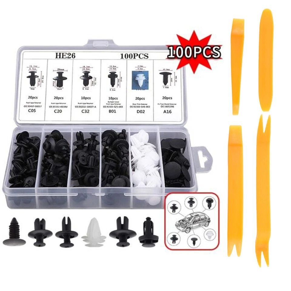 Parachoques de fijación para Nissan 100 piezas forro de guardabarros tipo empuje clips de retención sujetador Foto 2 de 4