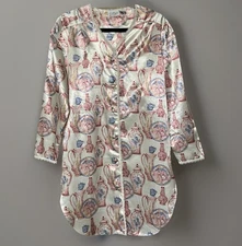 VTG Kathryn Sleep Shirt Night Victorian Pattern Small Satiny Warm Inside