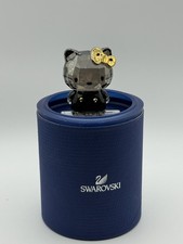 Swarovski Hello Kitty Black Crystal Figurine 1142931 Gold Bow Sanrio New Limited