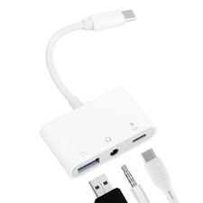 3 in 1 USB OTG Adapter, USB-to 3.5 mm Headphone Connector Equipped with 60W P...