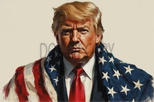 Donald  Trump American Flag AI Generated Photo MAGA President, USA 8X10 Print