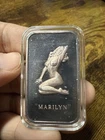 1973 Marilyn Monroe Silver Art Bar, Colonial Mint, 1 Ounce, 999 Fine Silver.