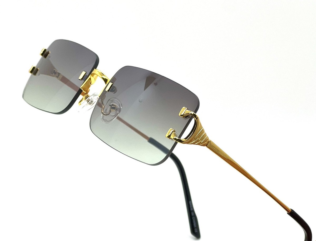 Sunglasses Men Elegant Luxury Gold Frame Glasses for Men Unique Square  Rimless
