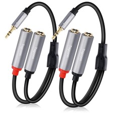 3.5mm to Dual 6.35mm Y-Adapter Splitter 0.6 Feet,3.5mm 1/8 Inch TRS Stereo Male