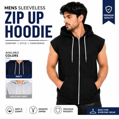 Herren Ärmellos Hoodie Reißverschluss Kapuzenpullover Oberteil Weste Fleecejacke S-2XL