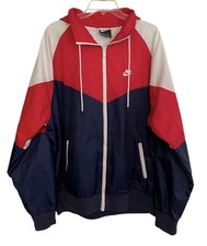 Nike Colorblock Windbreaker Jacket Size XL Red/White/Blue Full Zip Hooded Men