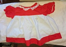 Newborn Dress Red And White With Lace Vintage Made In Phillipines