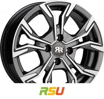 Racer Carver noir brillant face polished 5.5x15'' ET45 LK4 100 ML 67.1 Alufelg...