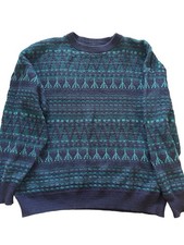 Vintage Knit Blue Green Crewneck Sweater