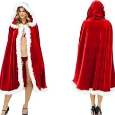 Damen Frau Weihnachtsmann Kostüm Verkleidung Umhang Cape Xmas Weihnachten Erwachsene