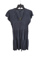 Monrow Dress Womens XS Gray Animal Print Tiered Short Sleeve Flowy Boho Stretch