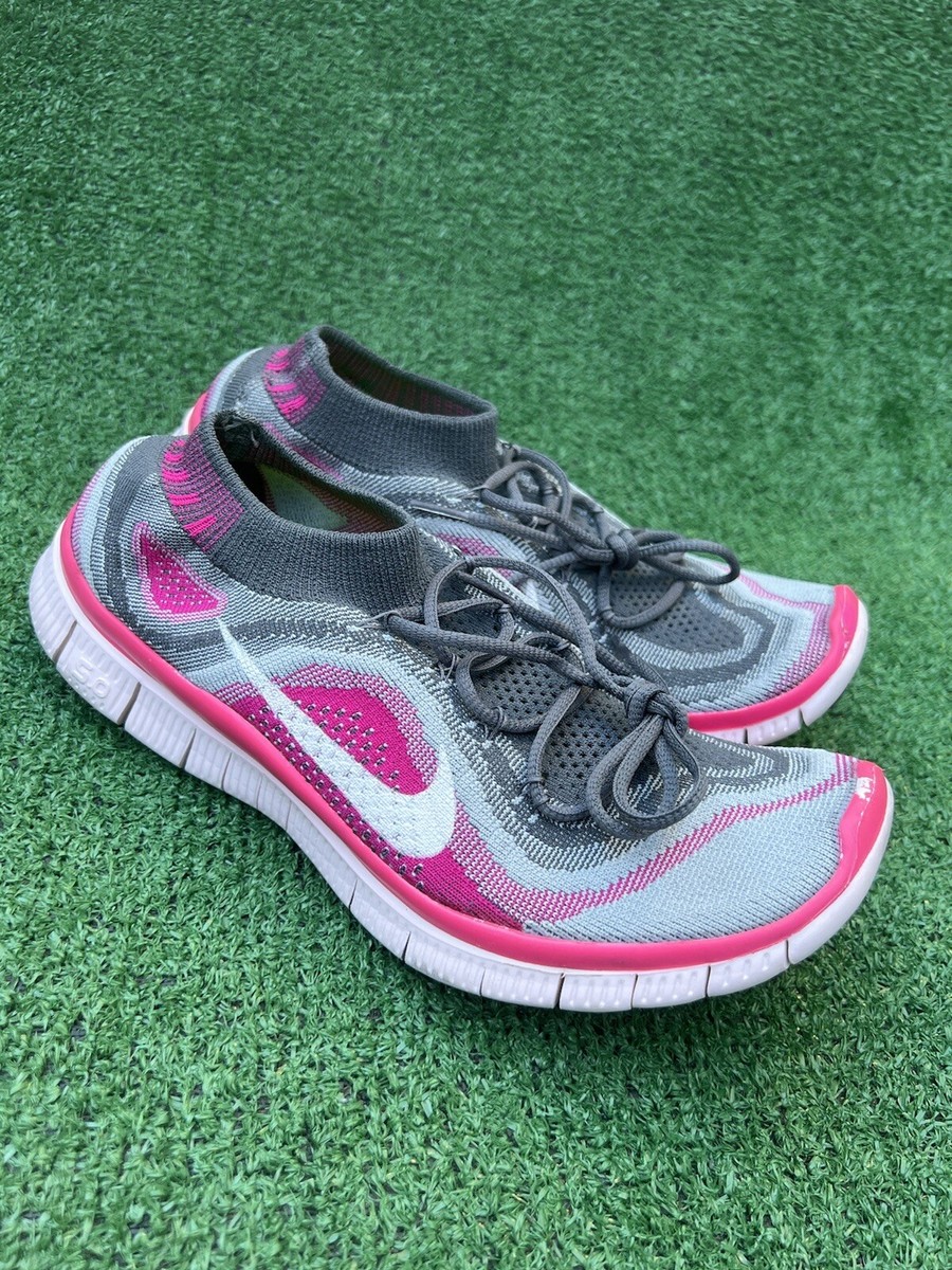 Nike Free Flyknit Women's Size Running Shoes Gray Raspberry  615806-016