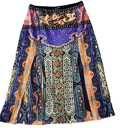 Vivienne Tam Flared Skirt Tuck Knee Length Goldfish 1 Orange BM