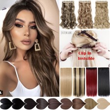 100 Real Thick Clip In Human Hair Extension One Piece 3/4 Full Head Highlight