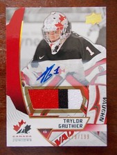 2019 Team Canada Juniors ..3 COLORED AUTO/PATCH..TAYLOR GAUTHIER  179/199