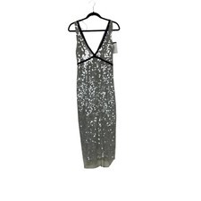 Zara Womens Dress Small S Maxi Sequined Mesh V-Neck Sleeveless Gray 9001/173 NWT