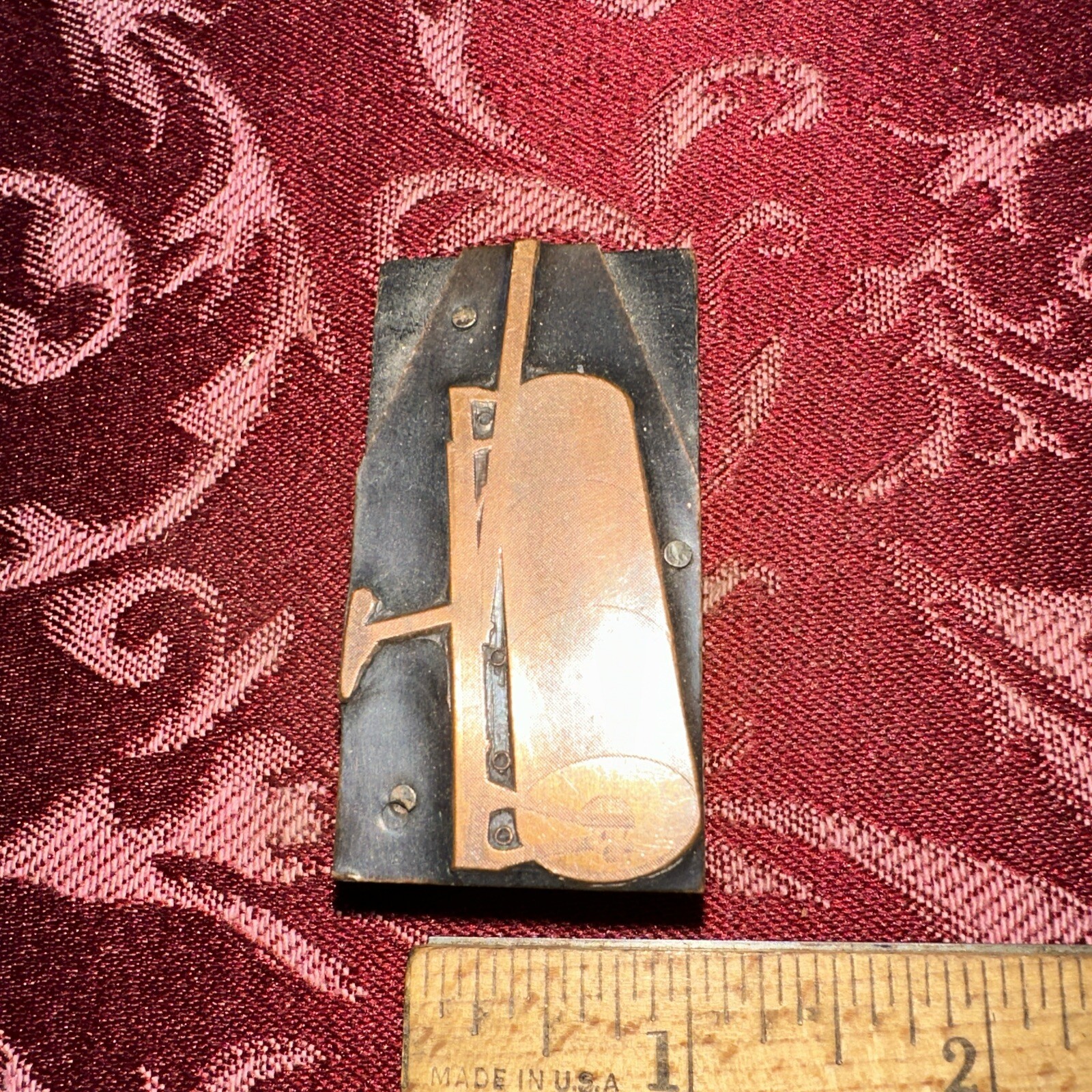 Printing Block “ Old Roller For Dirt “ Copper Face, Nice Image.