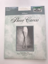 Vintage Worthington White Sheer Caress Control Top Silky PantyHose Size Average