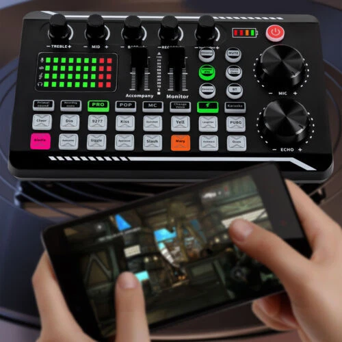 F998 Musikstudioaufnahmen Bluetooth Soundkarte Audio Interface Mixer Sound Karte