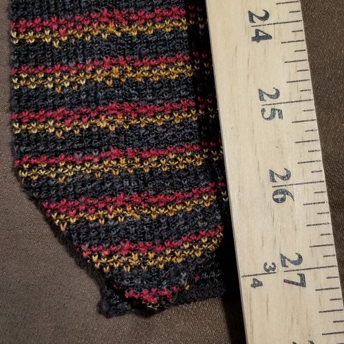 VTG ROOSTER MENS TIE 100% WOOL 90's MULTI STRIPES RED BLACK YELLOW - Picture 8 of 9
