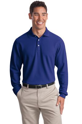 Port Authority TLK800LS Men's 100% Cotton Tall Long Sleeve EZCotton Pique Polo