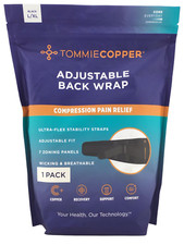 Tommie Copper Adjustable Back Wrap Pack Compression Pain Relief Black Large XL