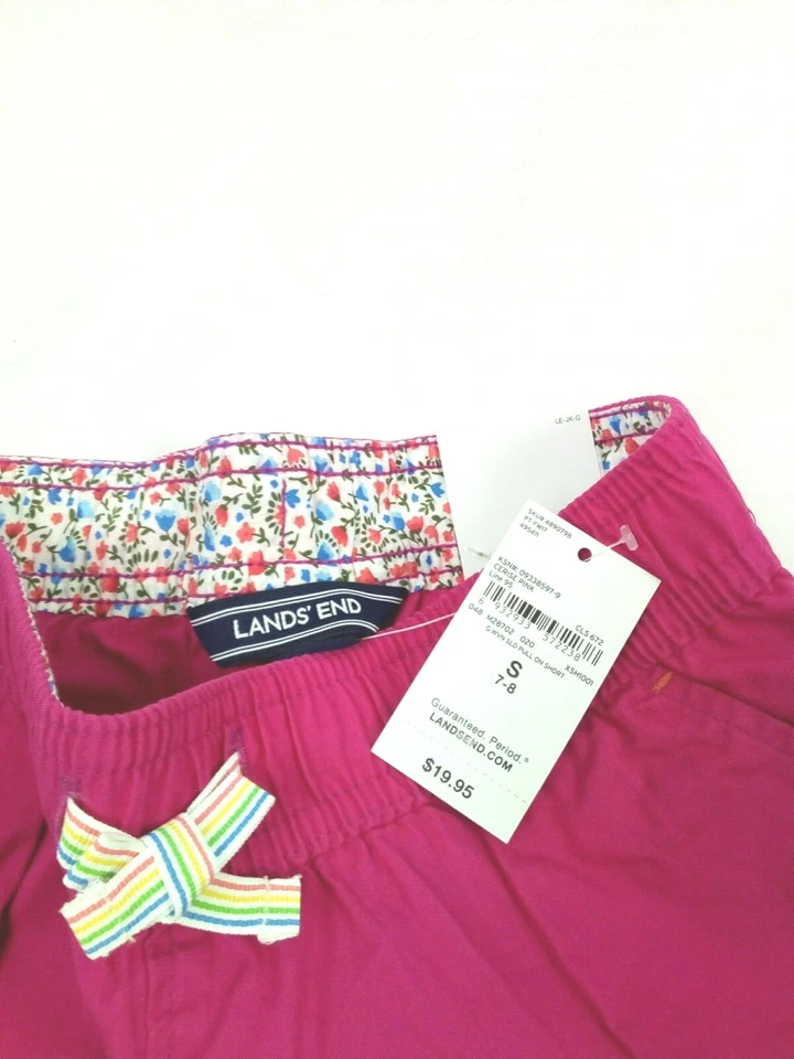 Pantalones Cortos Lands' End Niñas Rosa Talla Pequeña (7-8) con Cintura Ajustable Foto 3 de 4