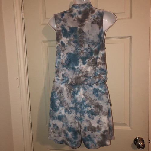 Young Fabulous & Broke Size S Lavender Aqua Gray Tie Dye Sexy Romper Shorts - Picture 4 of 9