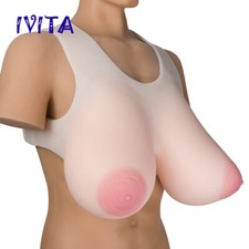 IVITA Big Nipple Silicone Breast Forms Transgender I Cup Boobs Bra Enhancer
