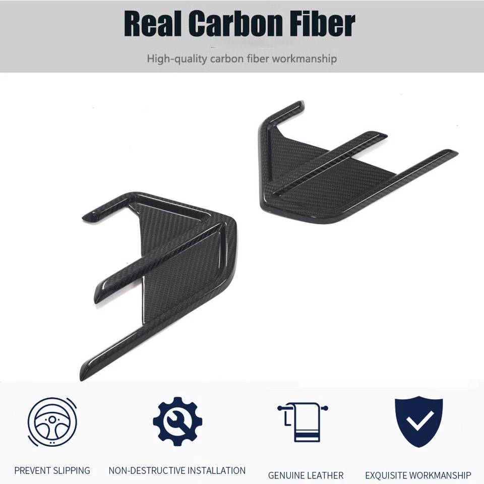 For Audi RS7 RS6 C8 2020-24 Dry Carbon Rear Side Bumper Canards Fins Vent Cover - Image 2 of 4