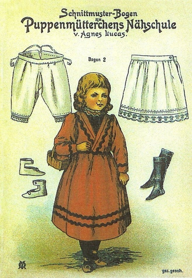 9" & 11" Antique Agnes Lucas German Doll Clothes Patterns eBay