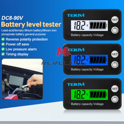 DC 12-72V LCD Battery Indicator Electric Lead-Acid Li-ion Battery Voltmeter New