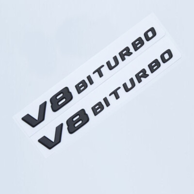 2X/V8 BITURBO Fender Side AMG Emblem Matte Black  Badge For Mercedes C63 G63 E63