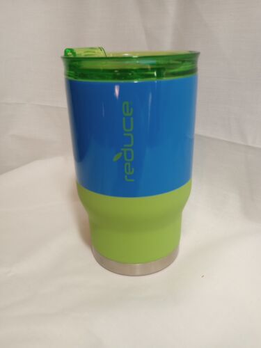 Reduce Coldee Vacuum Insulated Tumbler Blue Lime Green 14oz Lid No Straw