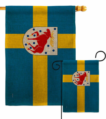 Provinces of Sweden Gästrikland Burlap Garden Flag  Decorative Yard House Banner