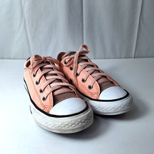 Converse All Star Youth Big Kids Sz 1 Low Top Pink Leather Star Lace "662330C"