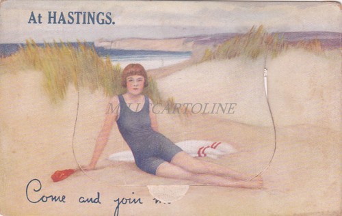 LEPORELLO POSTCARD - Come and join me at Hastings England 1934 - Picture 2 of 3