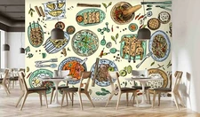 3D Thai Food Graffiti Wallpaper Wall Mural Removable Self-adhesive Sticker2035
