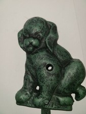 Cast Iron Dog Puppy Wall Hook Hat Coat Leash Hook green